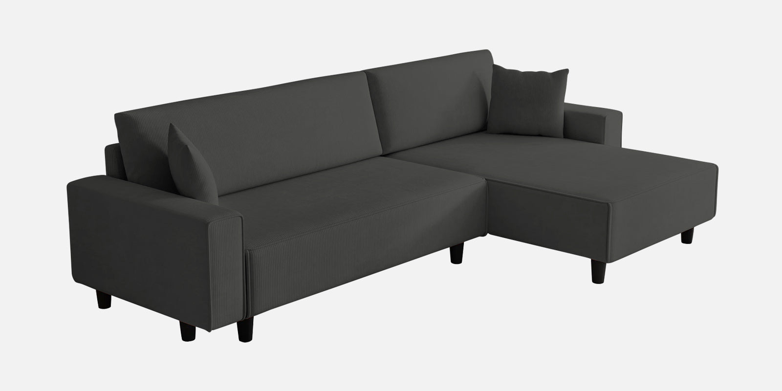 Peach Fabric RHS 6 Seater Sectional Sofa Cum Bed With Storage In Charcoal Grey Colour