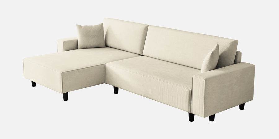 Peach Fabric Lhs 6 Seater Sofa Cum Bed With Storage In Ivory Cream Colour - Febonic Living