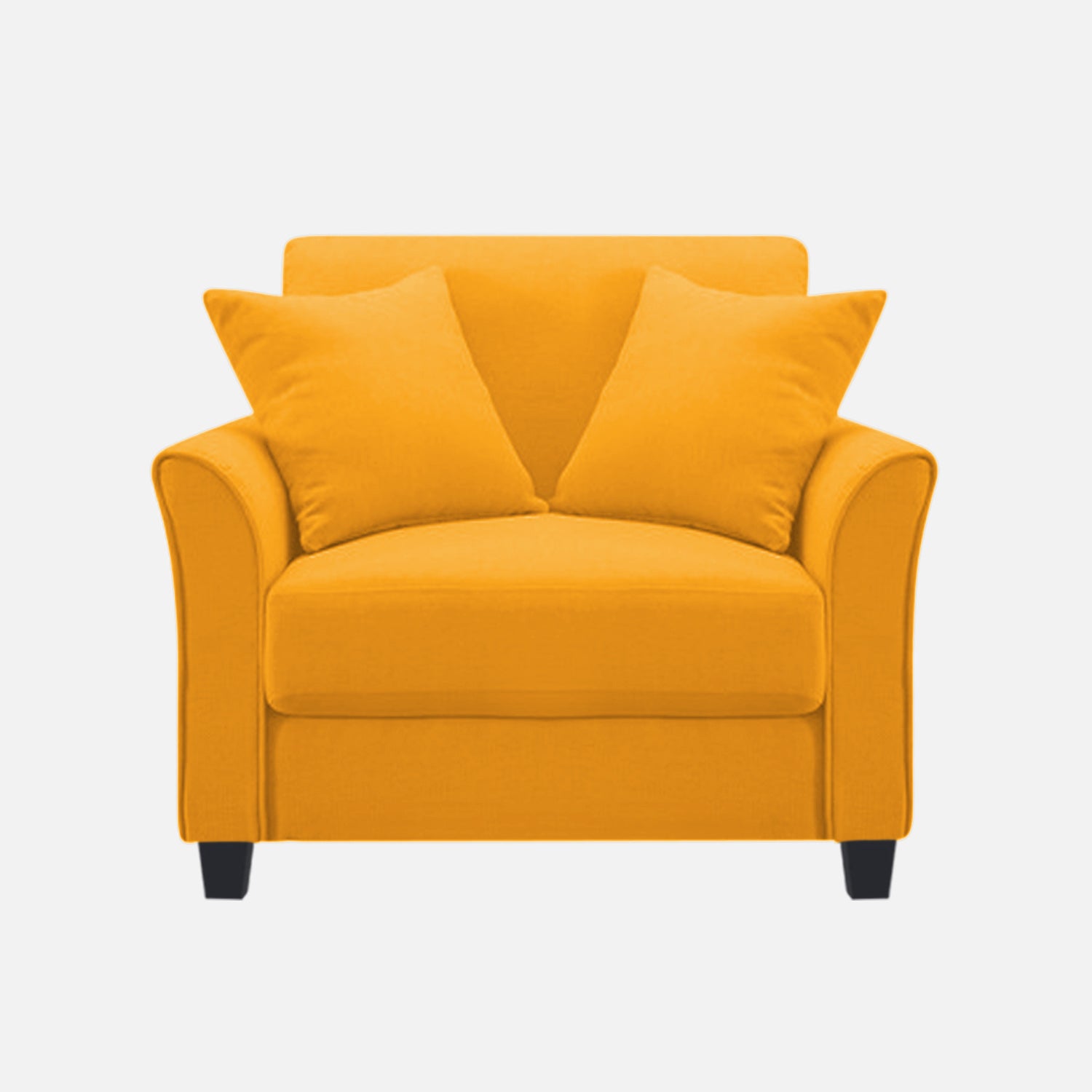 Daroo Velvet 1 Seater Sofa In Safforn Yellow Colour