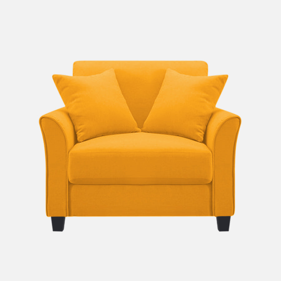 Daroo Velvet 1 Seater Sofa In Safforn Yellow Colour - Febonic Living