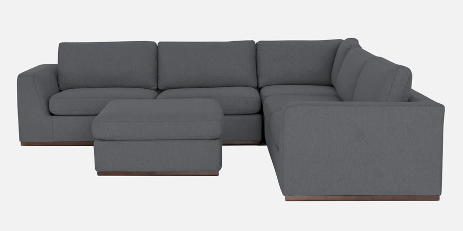 Freedom Velvet 6 Seater Rhs Corner Sofa In Pubble Grey Colour With Ottoman - Febonic Living