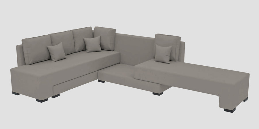Corby Velvet Lhs 6 Seater Convertible Sofa Cum Bed In Echo Grey Colour - Febonic Living