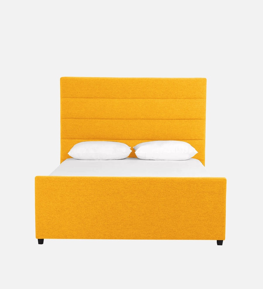Pollen Fabric Upholstered Queen Size Bed In Bold Yellow Colour - Febonic Living