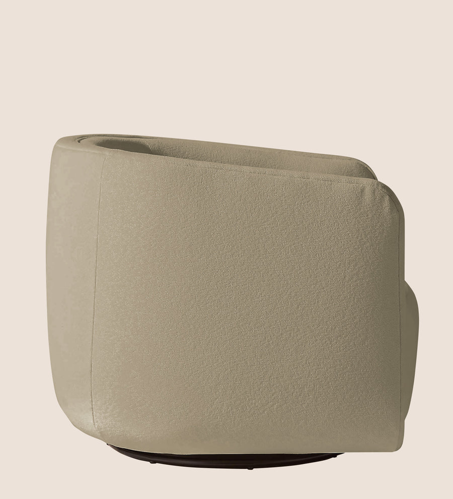 Ria Fabric Swivel Chair In Honey Beige Colour - Febonic Living