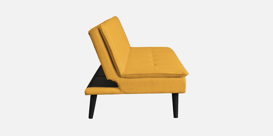 Toner Fabric 3 Seater Convertible Sofa Cum Bed In Bold Yellow Colour - Febonic Living