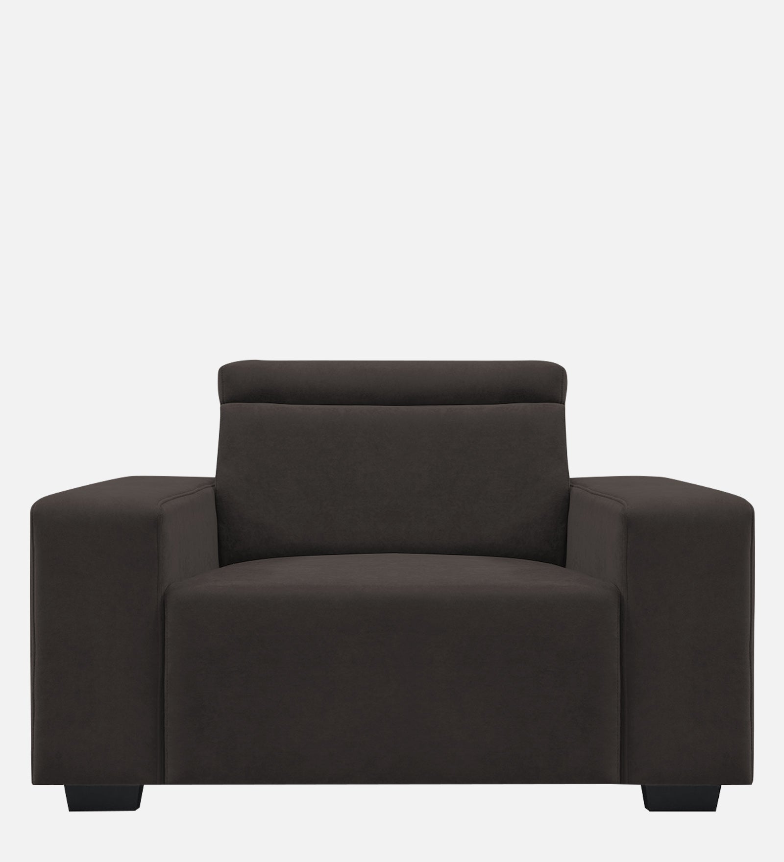 Hiro Fabric 1 Seater Sofa In  Coal Brown Colour - Febonic Living