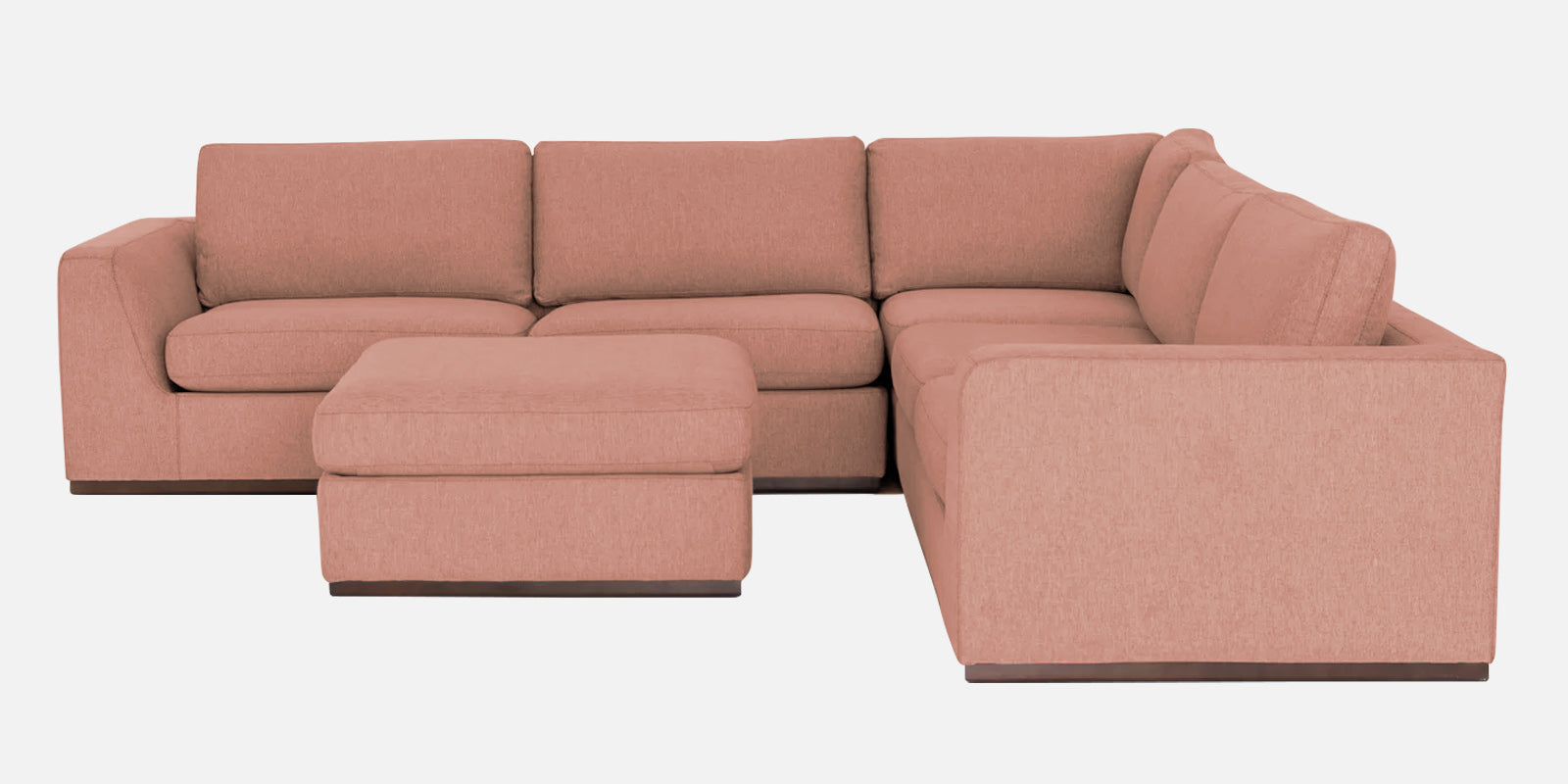 Freedom Velvet 6 Seater RHS Sectional Sofa In Blush Pink Colour
