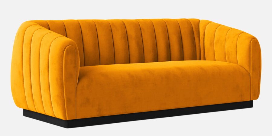 Ferry Velvet 3 Seater Sofa In Saffron Yellow Colour - Febonic Living