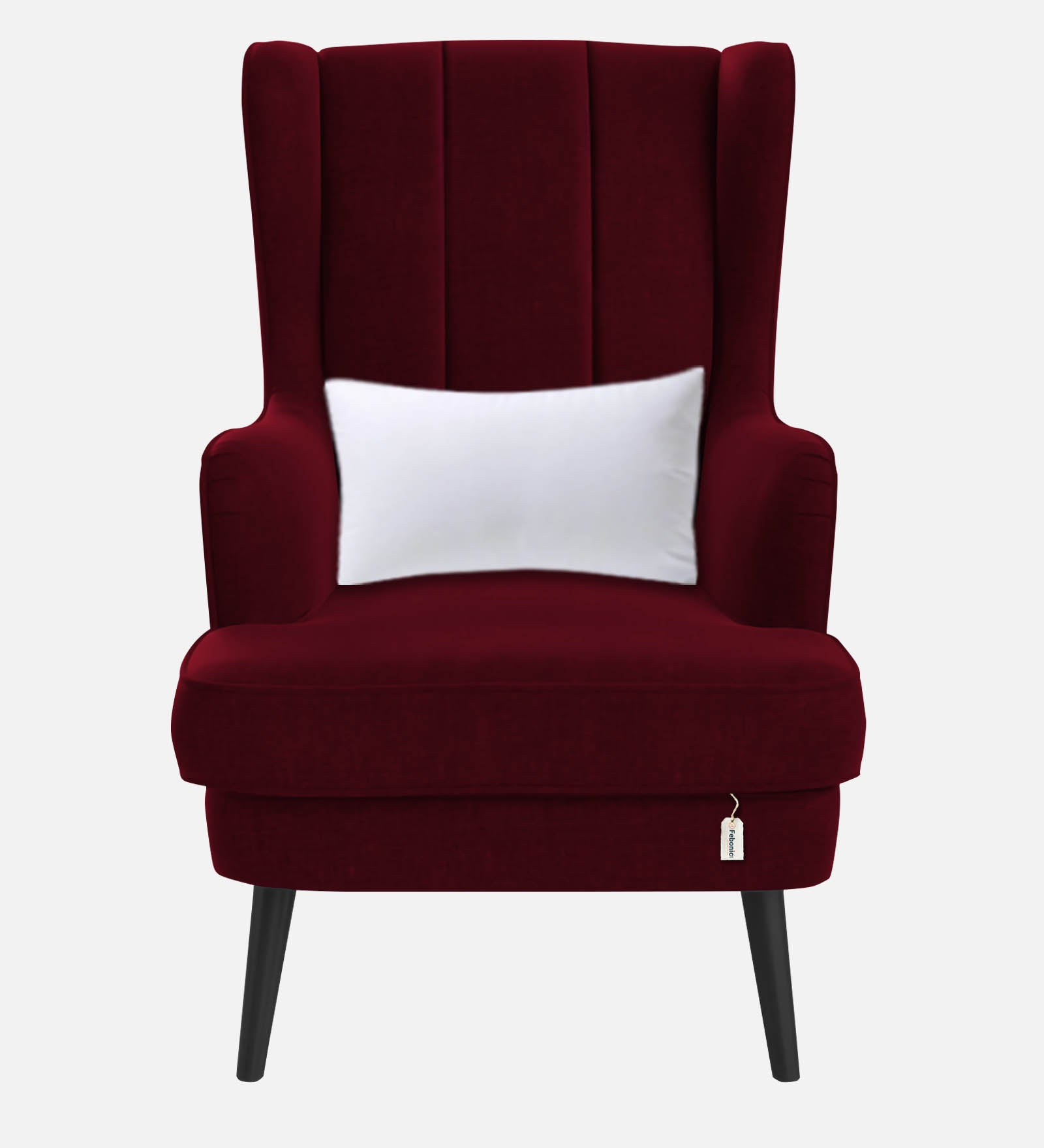 Niya Velvet Wing Chair in Dark Maroon Colour