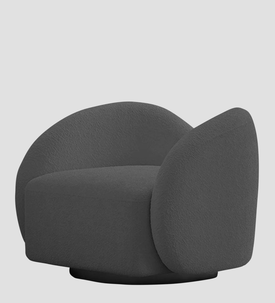 Miles Boucle Fabric Swivel Chair In Lava Grey Colour - Febonic Living
