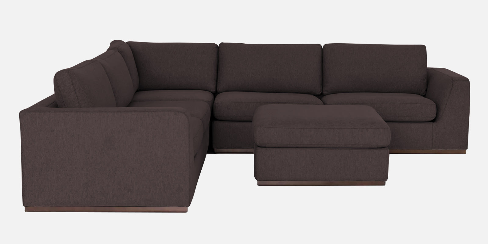 Freedom Velvet 6 Seater LHS Sectional Sofa In Mocha Brown Colour With Ottoman