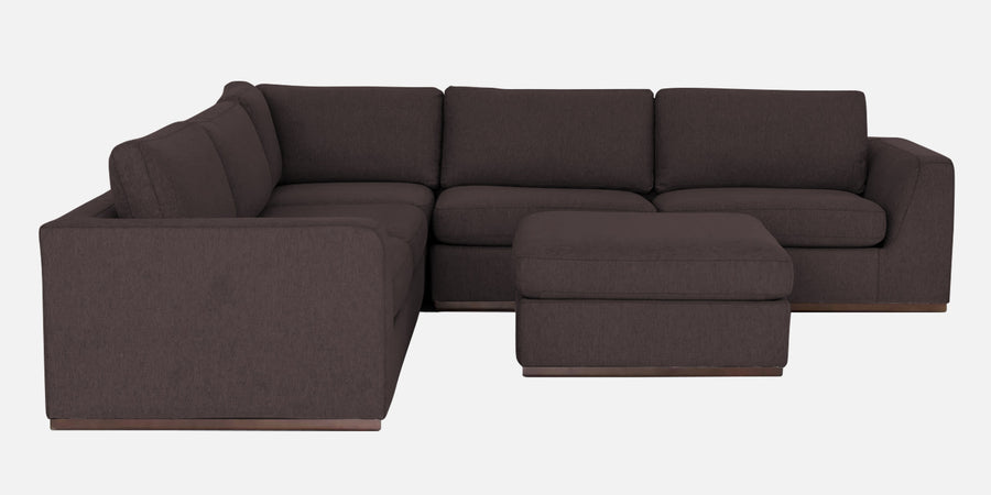 Freedom Velvet 6 Seater Lhs Corner Sofa In Mocha Brown Colour With Ottoman - Febonic Living