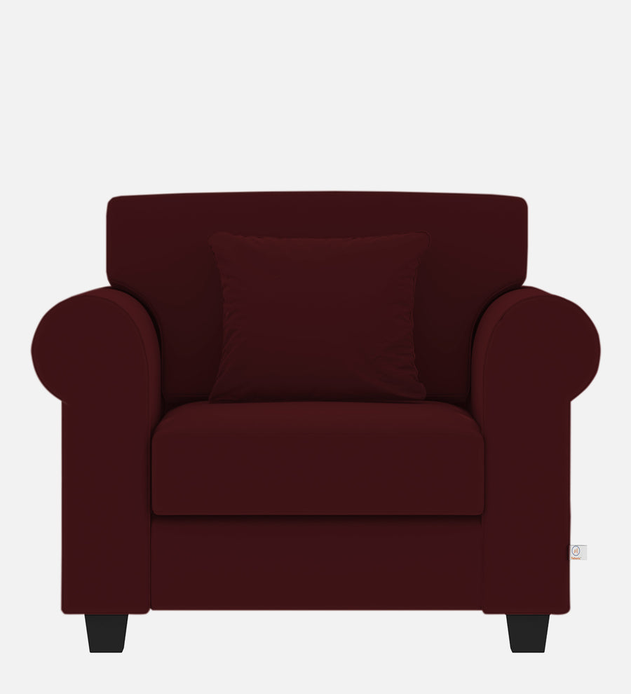 Numonk Velvet 1 Seater Sofa In Blood Maroon Colour - Febonic Living