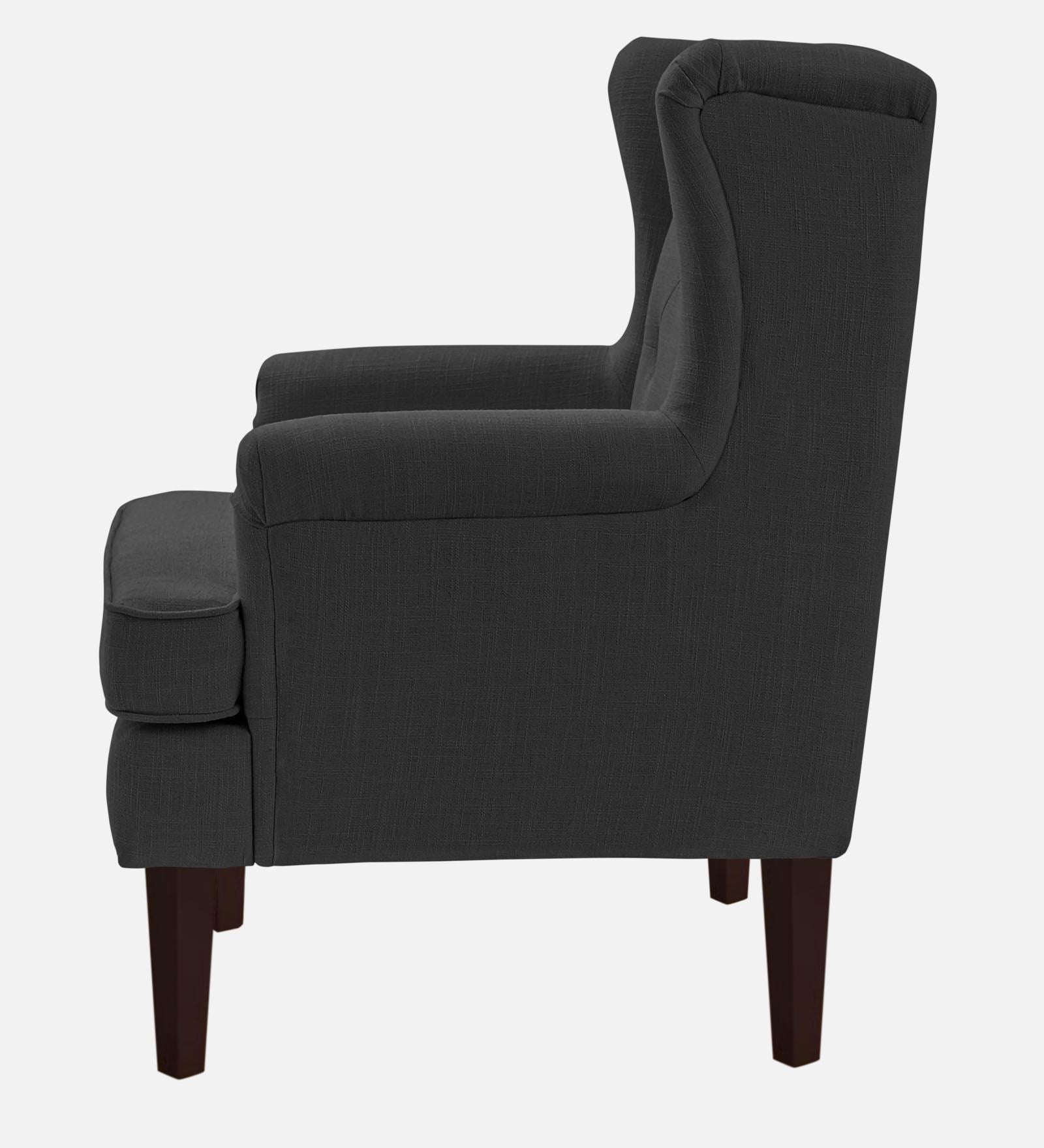 Deyuk Fabric Wing Chair In Charcoal Grey Colour