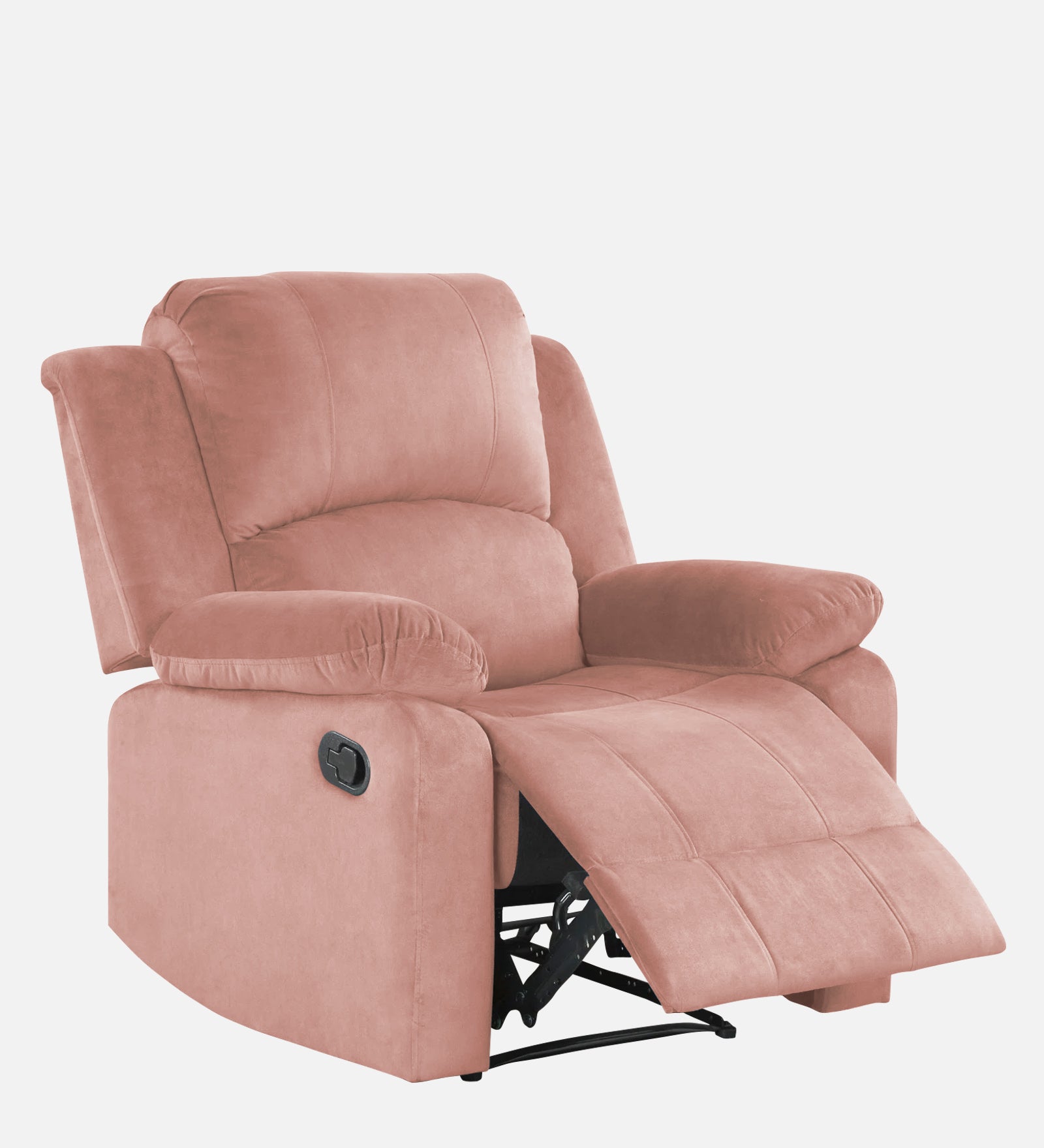 Henry Velvet Manual 1 Seater Recliner In Blush pink Colour