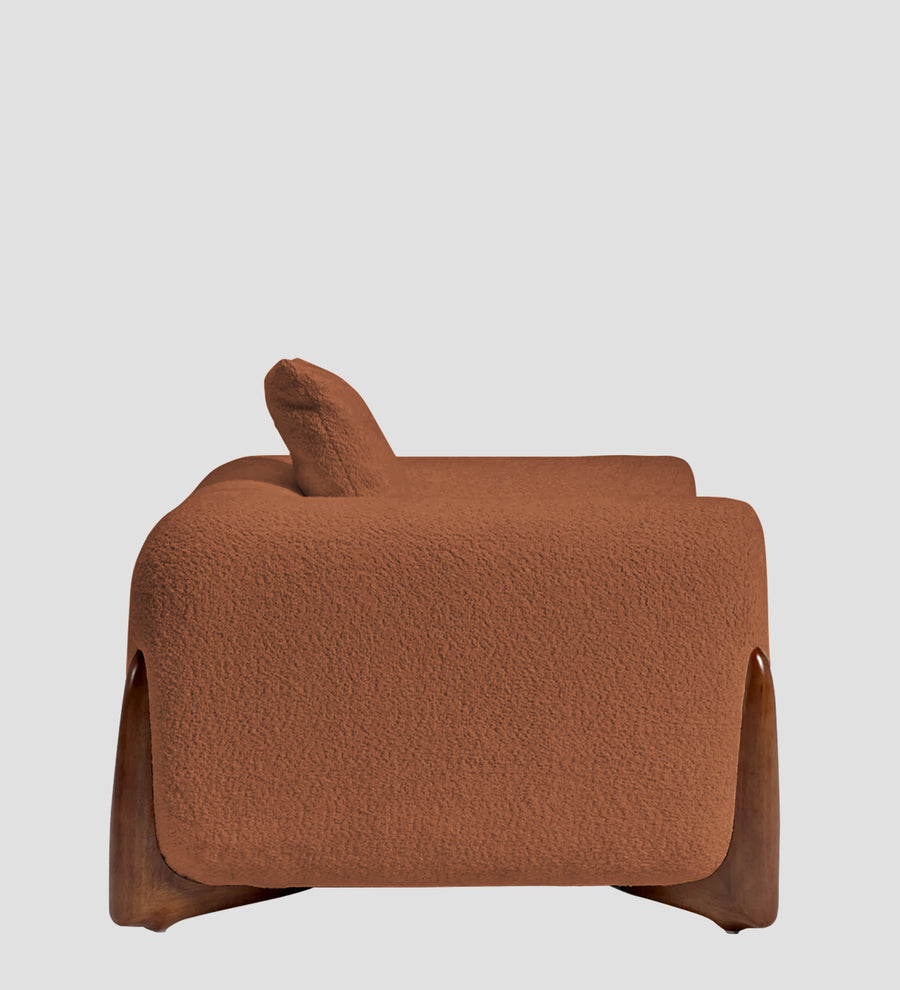 Boko Boucle 1 Seater Sofa In Light Orange Colour - Febonic Living