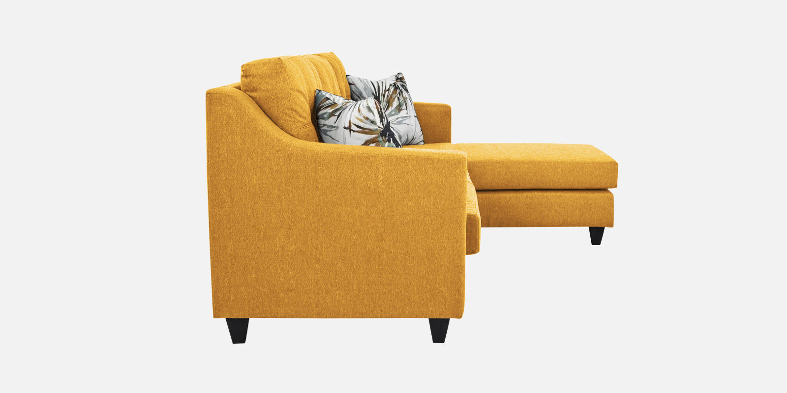 Welly Fabric LHS Sectional Sofa (3 + Lounger) In Bold Yellow Colour