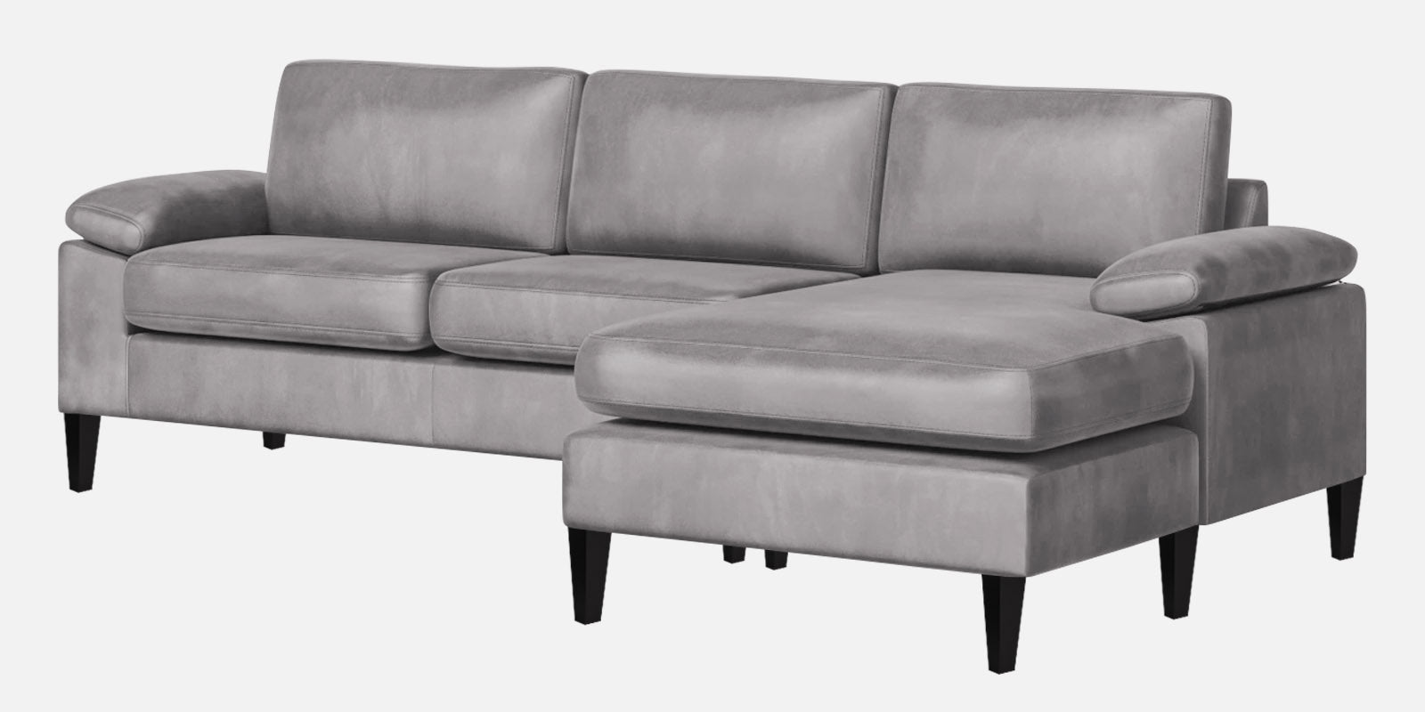 Vegas Velvet LHS Sectional Sofa (3+Lounger) In Concrete Grey Colour