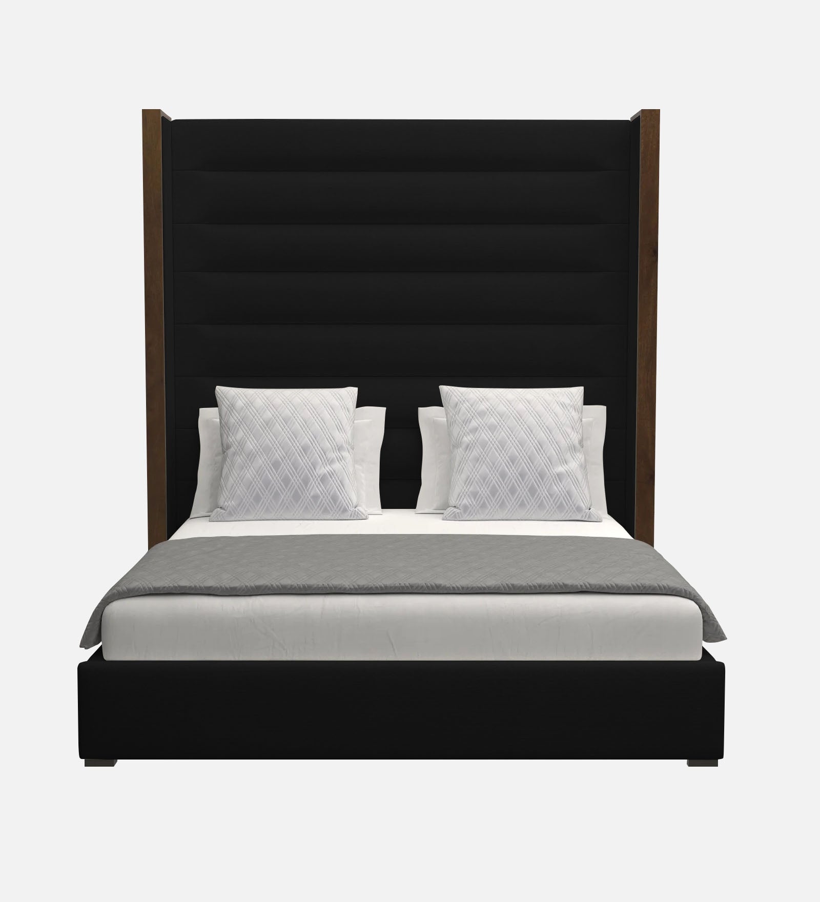 Sunny Fabric King Size Bed In Zed Black Colour