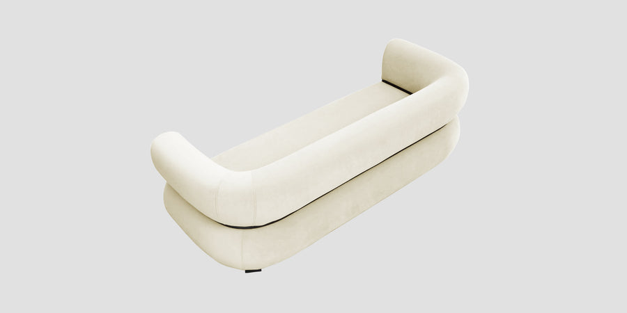 Kula Velvet 3 Seater Sofa In Warm White Colour - Febonic Living