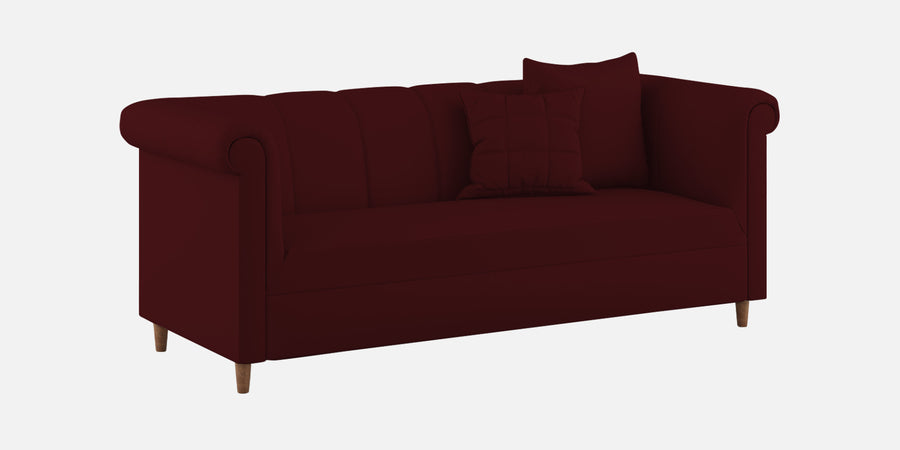 Rubi Velvet 3 Seater Sofa In Blood Maroon Colour - Febonic Living