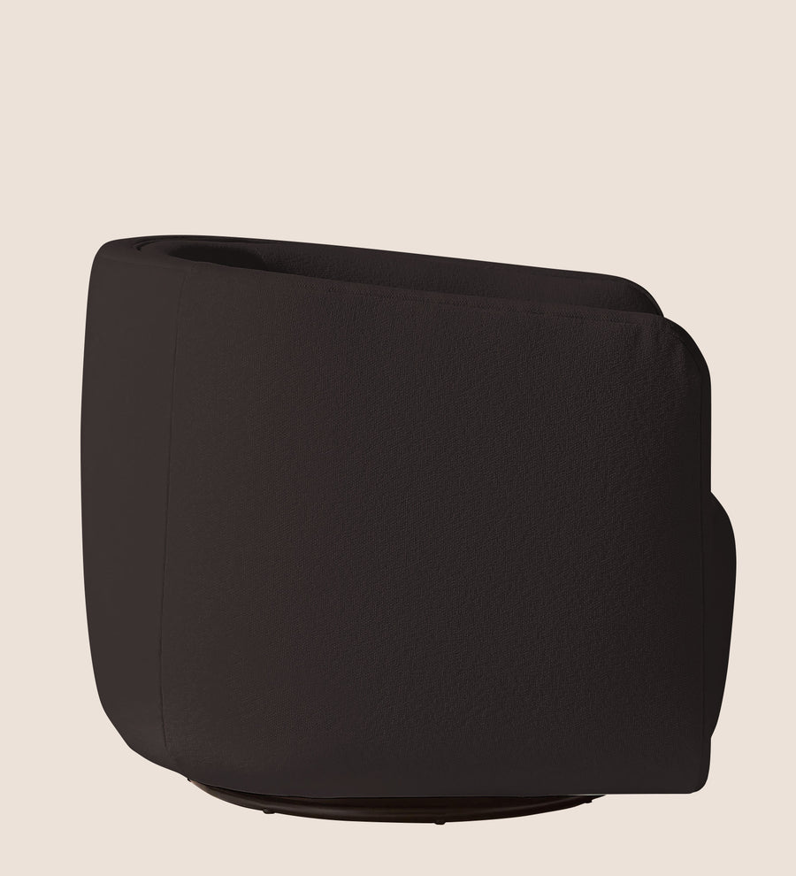 Ria Fabric Swivel Chair In Pebble Brown Colour - Febonic Living