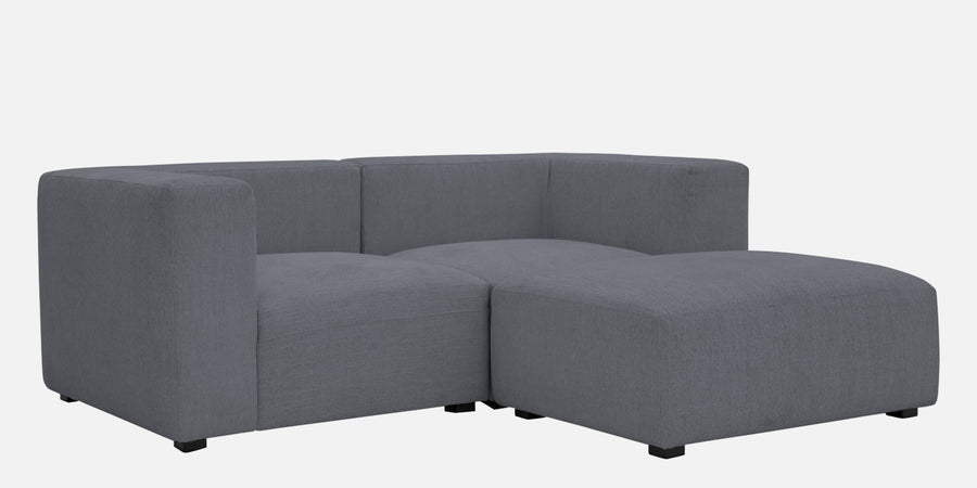 Dora Velvet Lhs Sectional Sofa 2 Ottoman Lounger In Pubble Grey Colour - Febonic Living