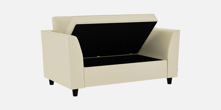 Bristo Velvet 2 Seater Sofa In Warm White Colour With Storage - Febonic Living