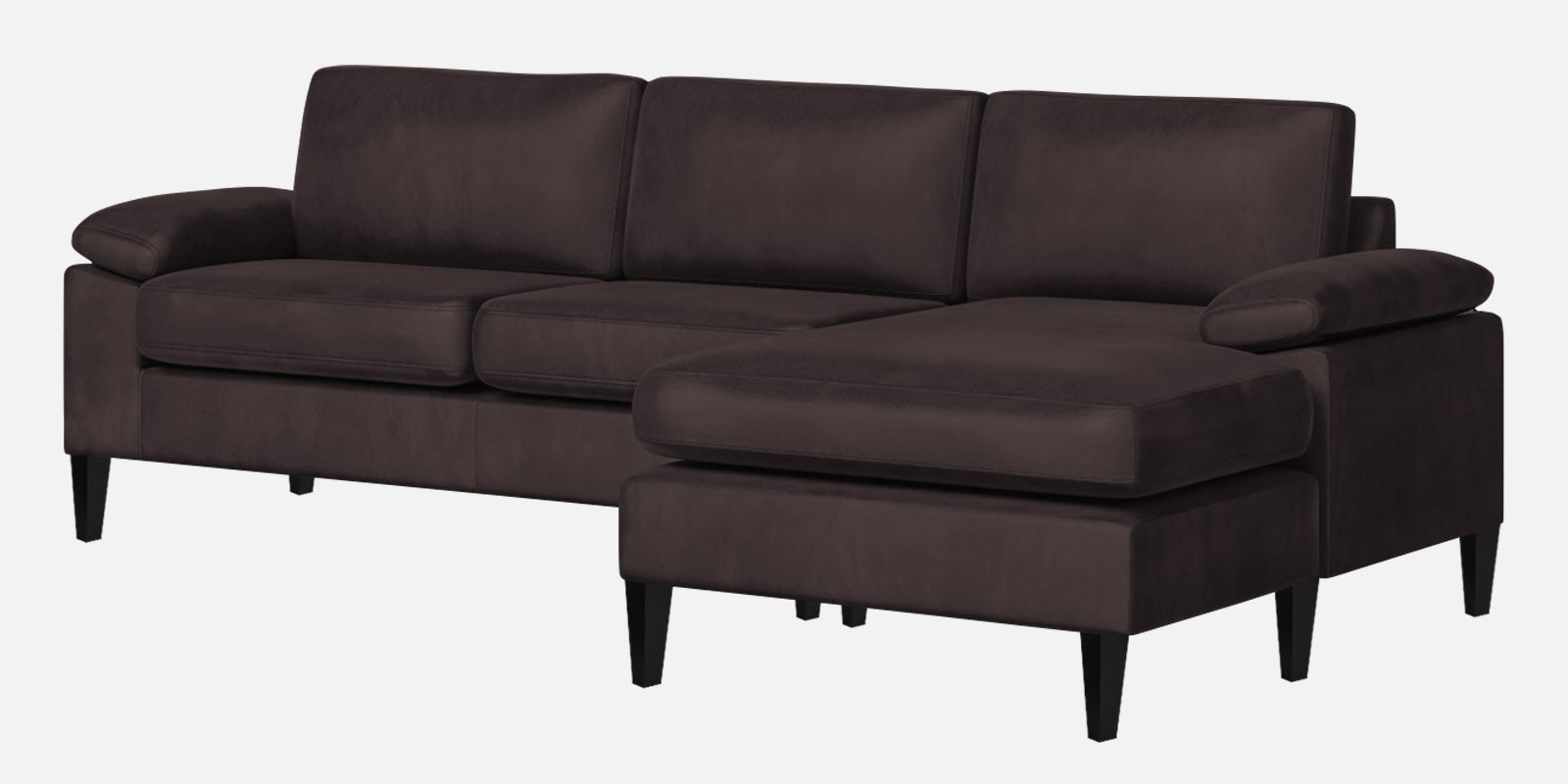 Vegas Velvet LHS Sectional Sofa (3+Lounger) In Mocha Brown Colour