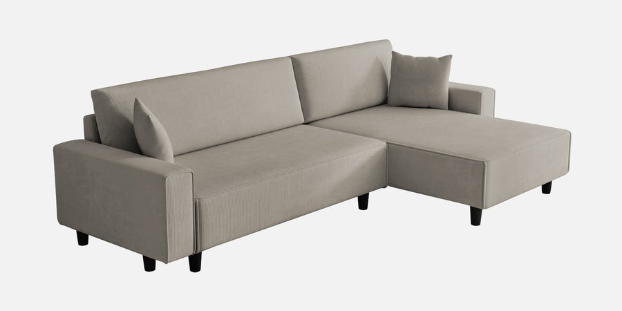 Peach Fabric Rhs 6 Seater Sofa Cum Bed With Storage In Ash Grey Colour - Febonic Living