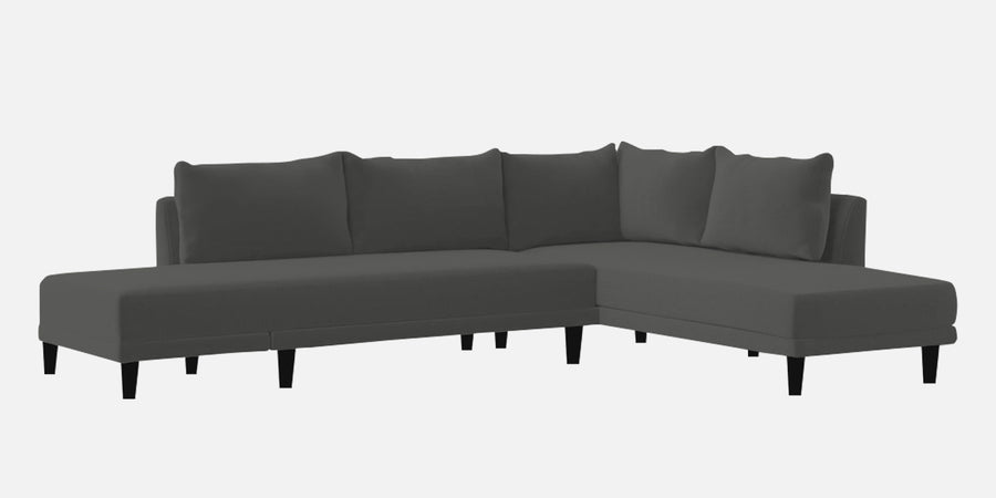 Ira Fabric Lhs 6 Seater Convertible Sofa Cum Bed In Charcoal Grey Colour - Febonic Living