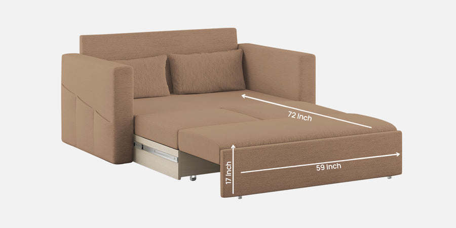River Fabric 2 Seater Pull Out Sofa Cum Bed In Cookie Beige Colour - Febonic Living
