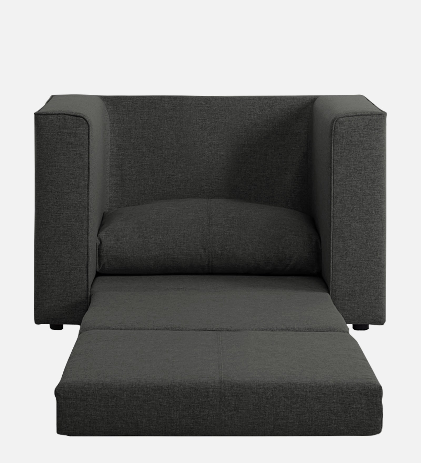 Kenia Fabric 1 Seater Convertible Sofa Cum Bed in Charcoal Grey Colour