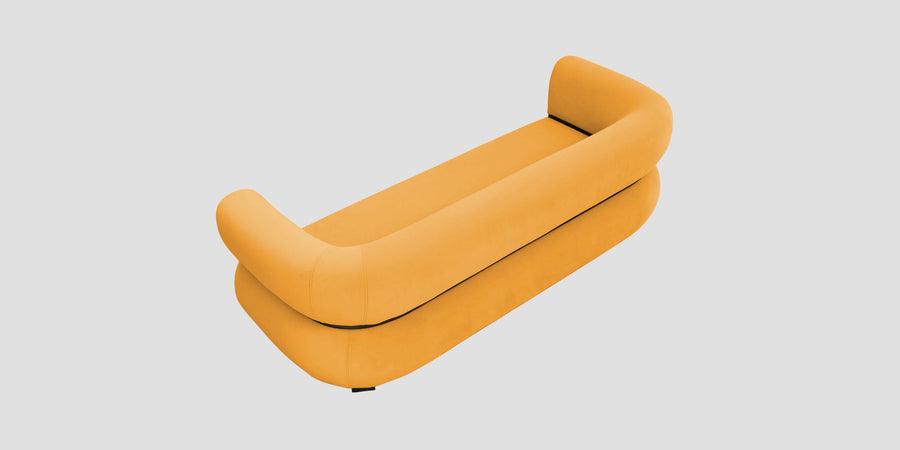 Kula Velvet 3 Seater Sofa In Safforn Yellow Colour - Febonic Living