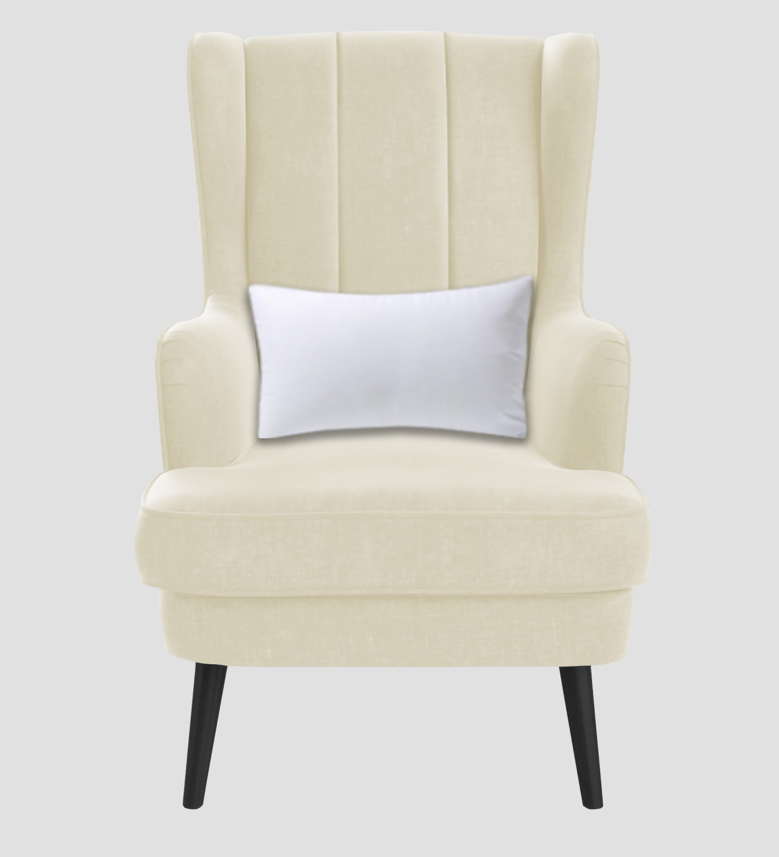 Niya Velvet 1 Seater Wing Chair in Warm White Colour