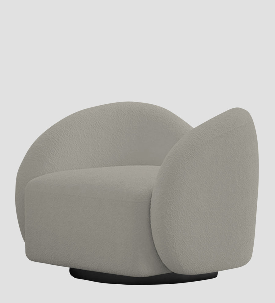 Miles Boucle Fabric Swivel Chair In Fog Grey Colour - Febonic Living