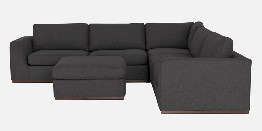 Freedom Velvet 6 Seater Rhs Corner Sofa In Davy Grey Colour With Ottoman - Febonic Living