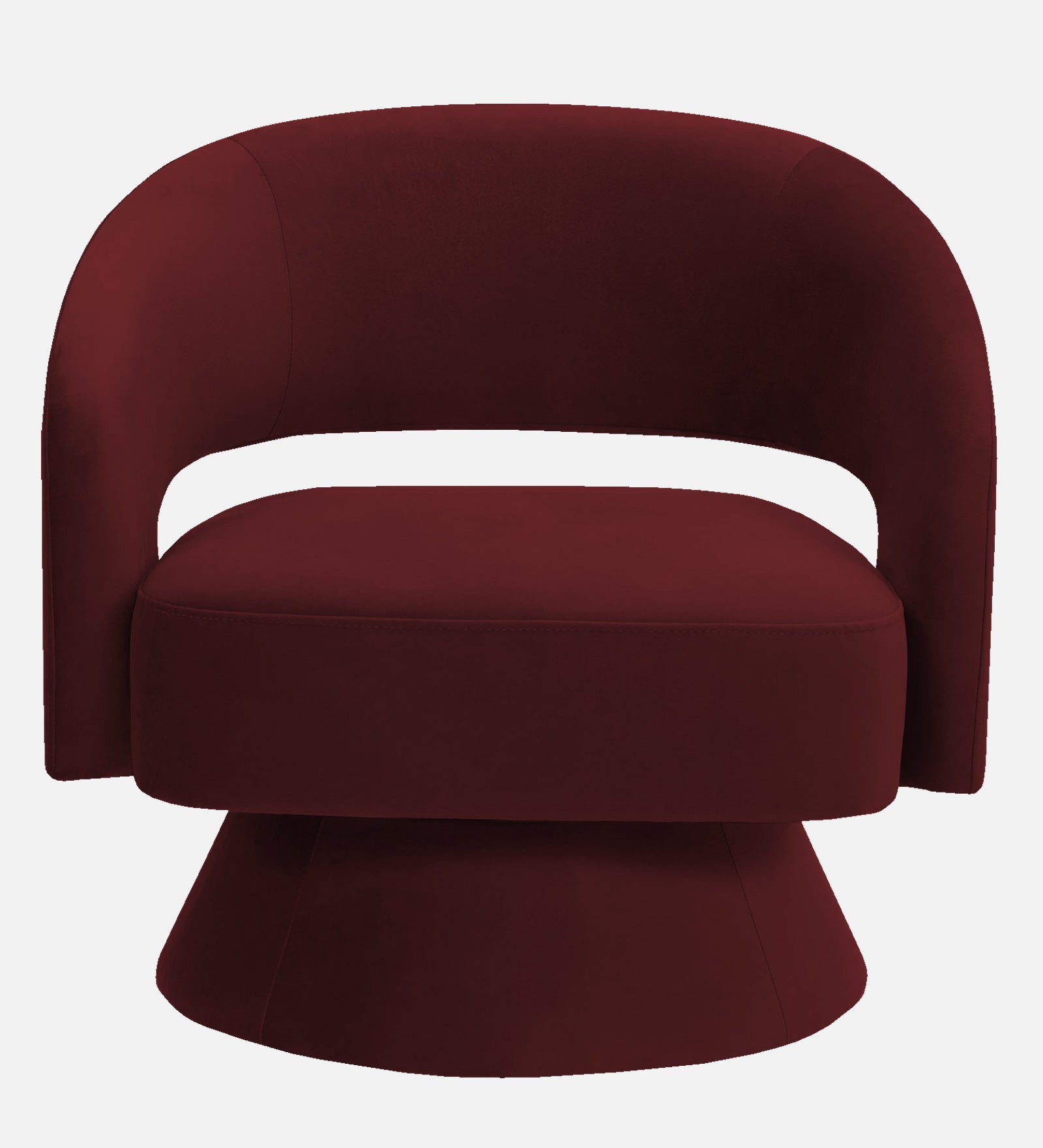 Pendra Velvet Swivel Chair in Blood Maroon Colour