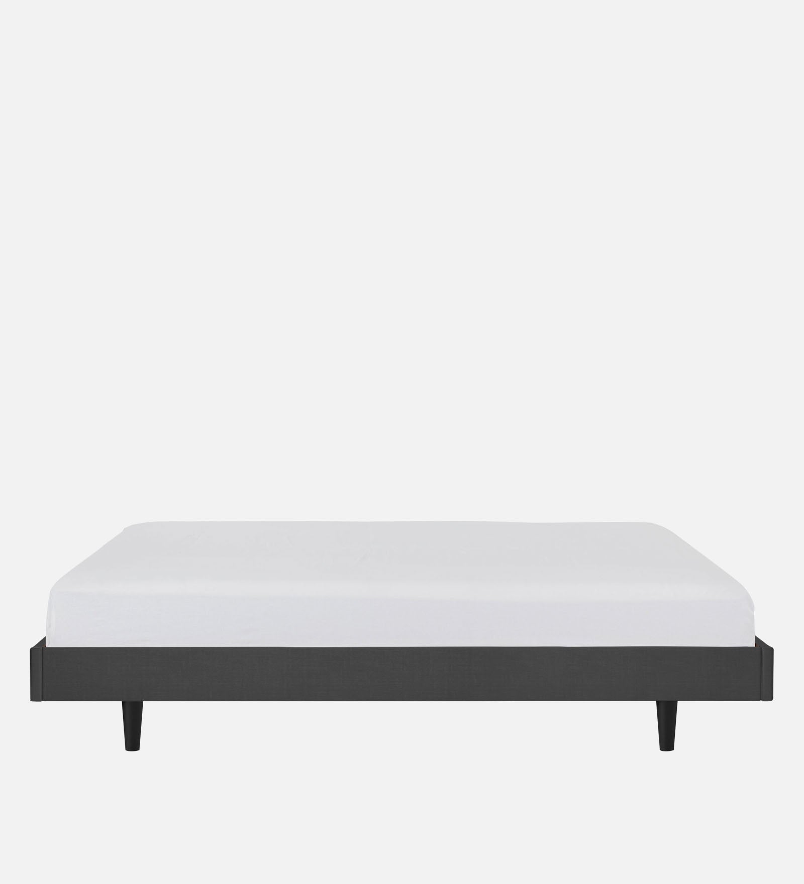 Basi Fabric Queen Size Bed In Charcoal Grey Colour