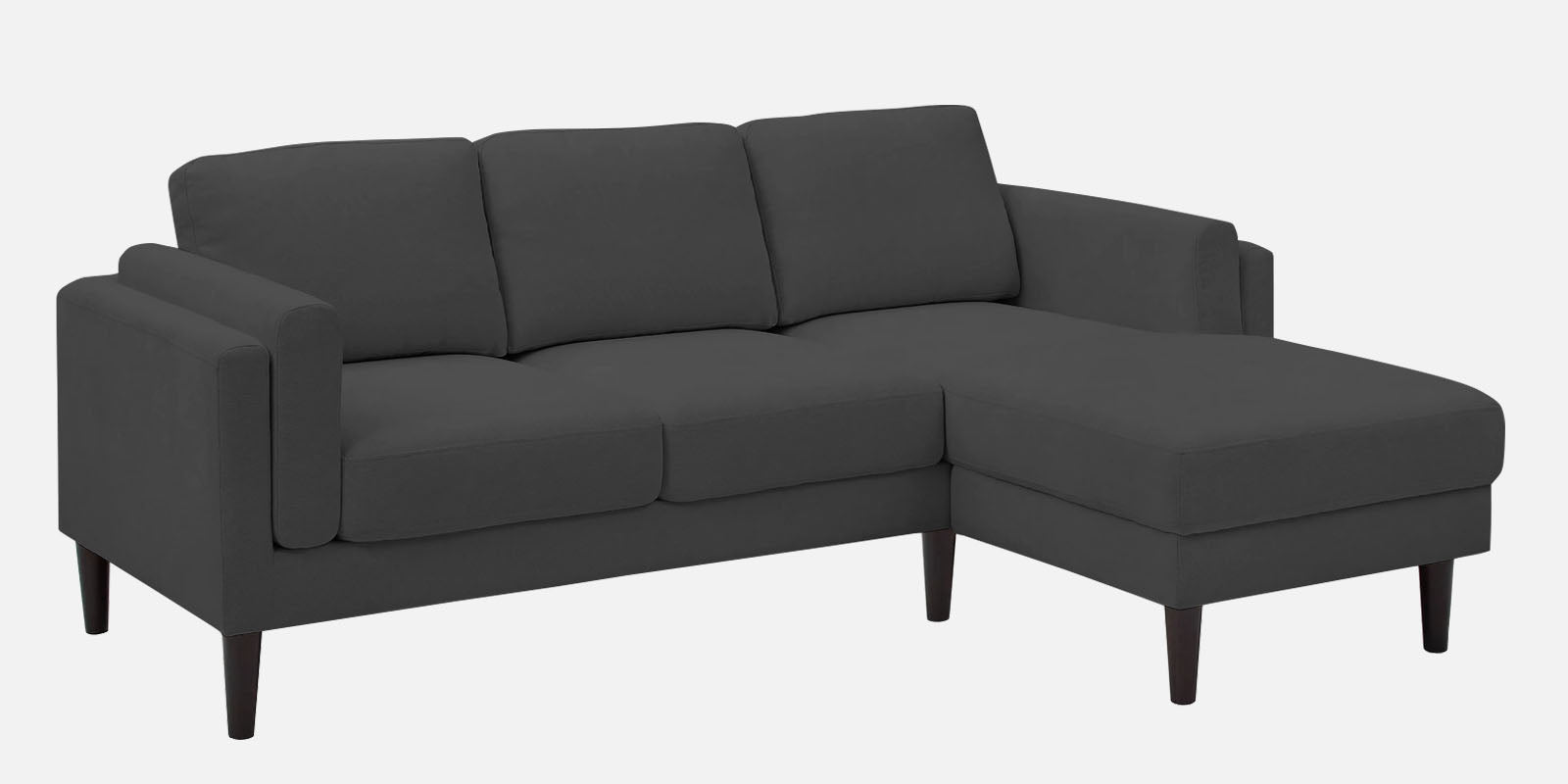 Creata Fabric LHS Sectional Sofa (2+Lounger) Charcoal Grey Colour by Febonic