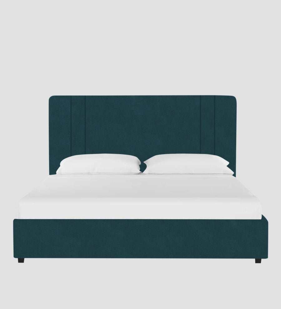 Asyra Velvet Upholstered King Size Bed In Arabian Green Colour With Box Storage - Febonic Living