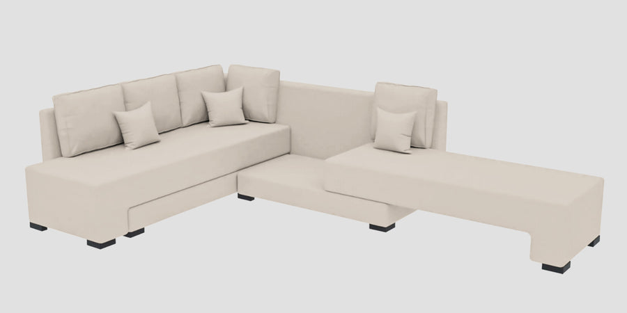 Corby Velvet Lhs 6 Seater Convertible Sofa Cum Bed In Camel Beige Colour - Febonic Living