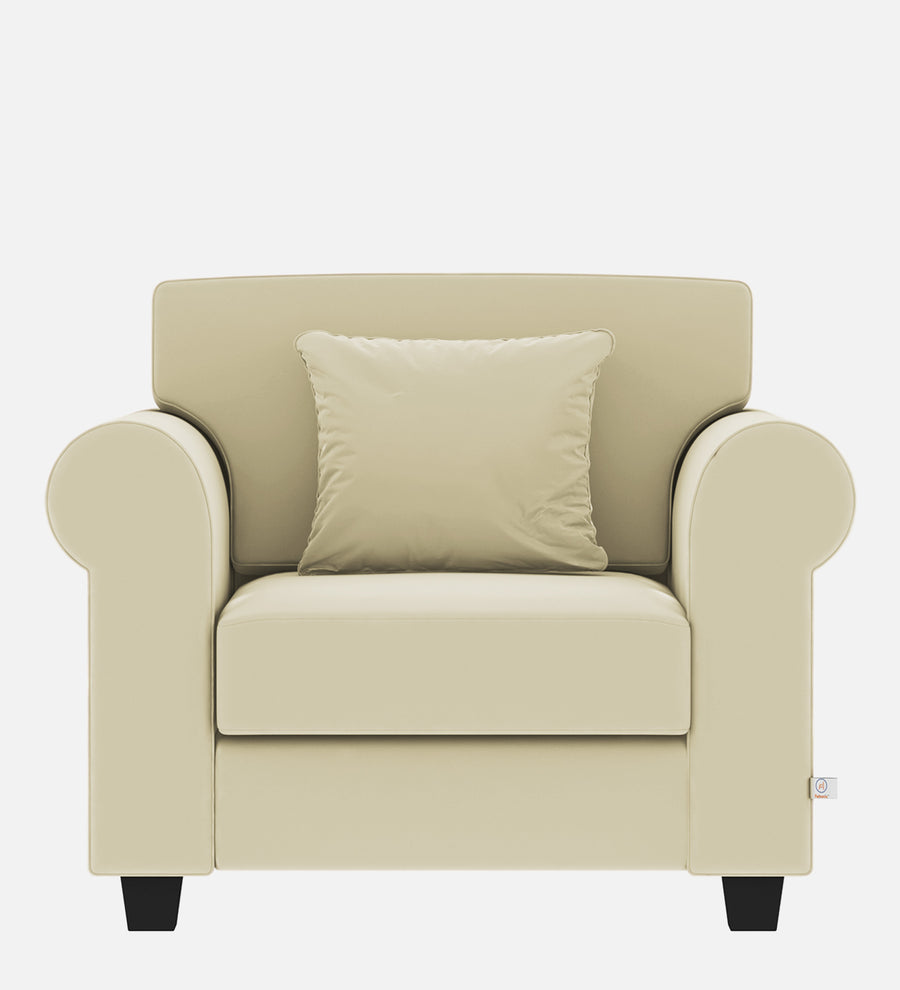 Numonk Velvet 1 Seater Sofa In Warm White Colour - Febonic Living