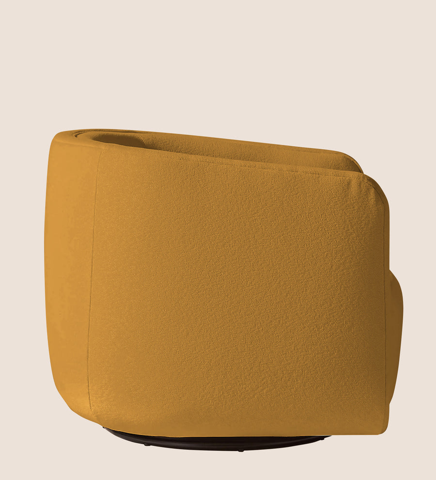 Ria Fabric Swivel Chair In Corn Yellow Colour - Febonic Living
