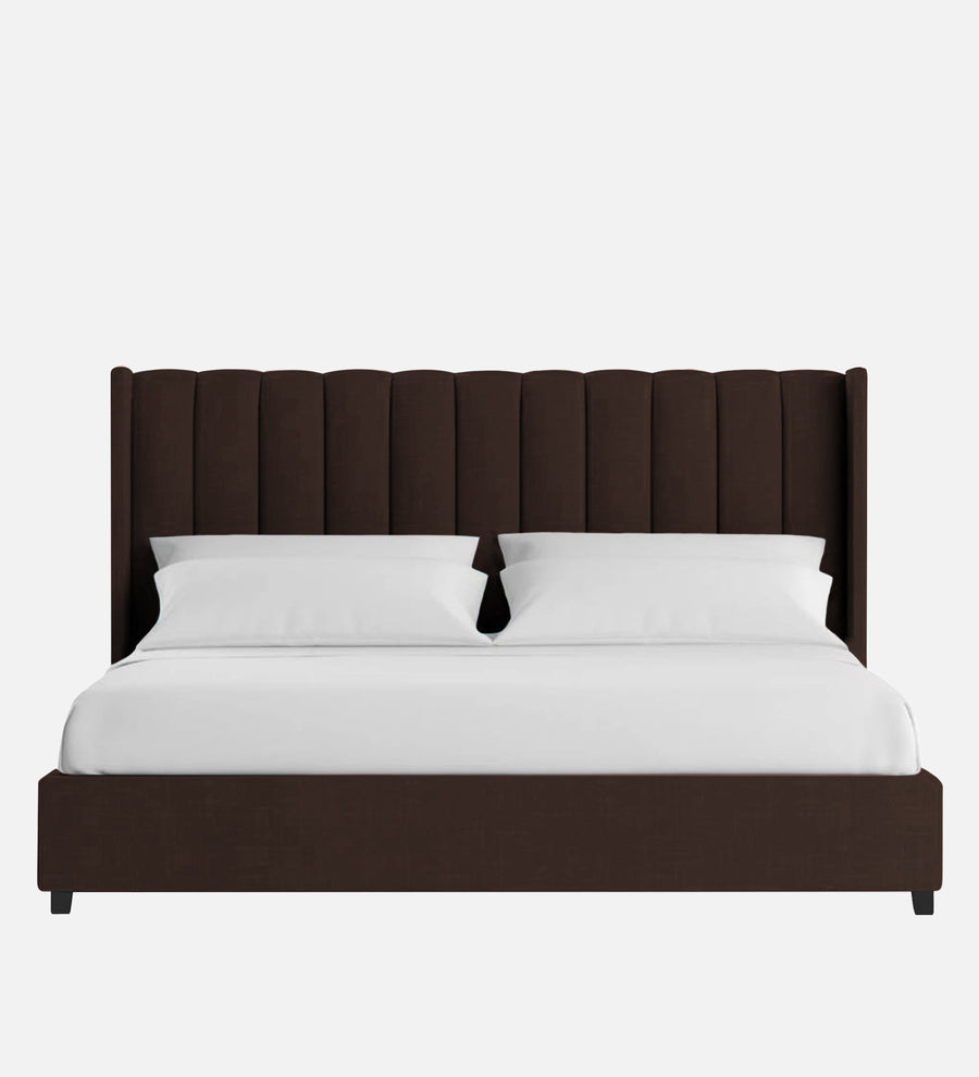 Colina Fabric Upholstered Queen Size Bed In Coffee Brown Colour With Box Storage - Febonic Living