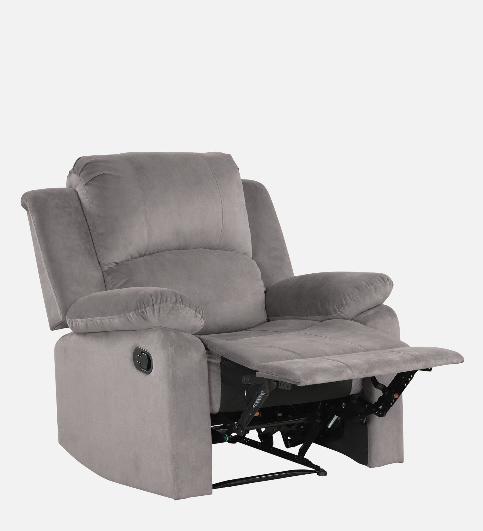 Henry Velvet Manual 1 Seater Recliner In Pearl Grey Colour