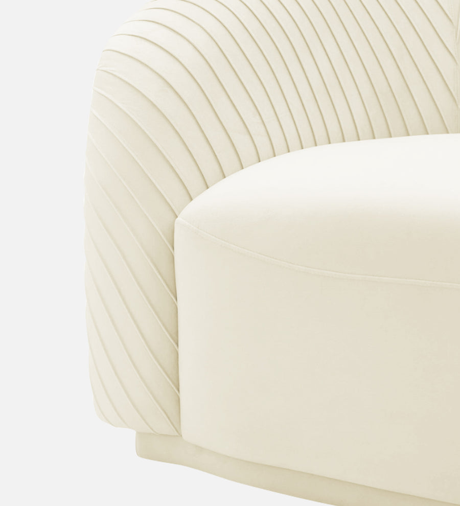 Yara Velvet Fabric 1 Seater Sofa In Warm White Colour - Febonic Living