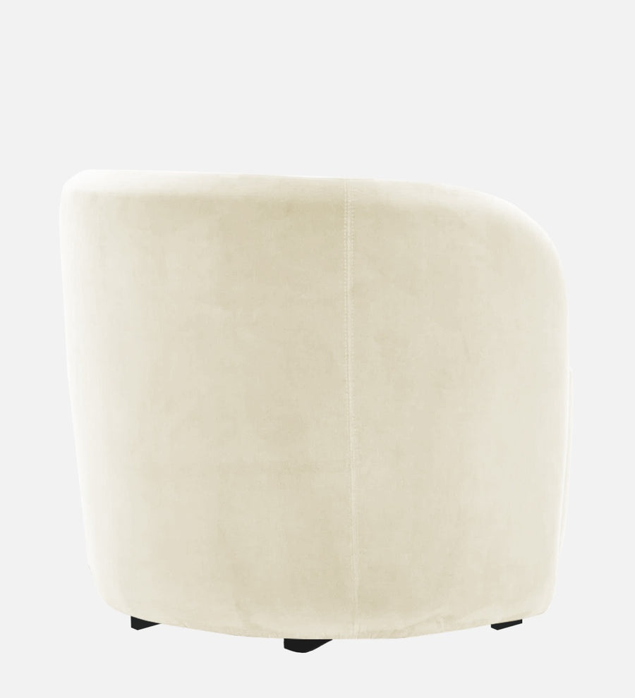 Lucky Velvet Lounge Chair In Warm White Colour - Febonic Living