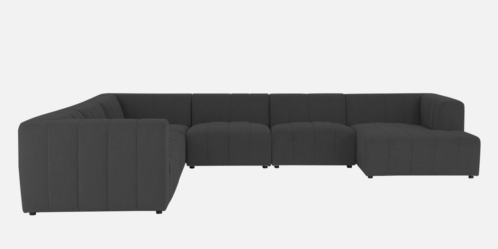 Damo Fabric LHS 8 Seater Sectional Sofa In Charcoal Grey Colour