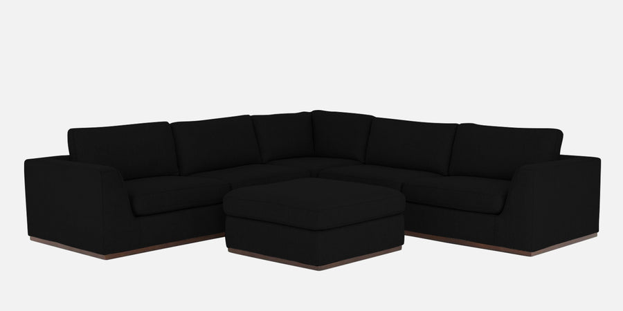 Freedom Velvet 6 Seater Rhs Corner Sofa In Adam Black Colour With Ottoman - Febonic Living